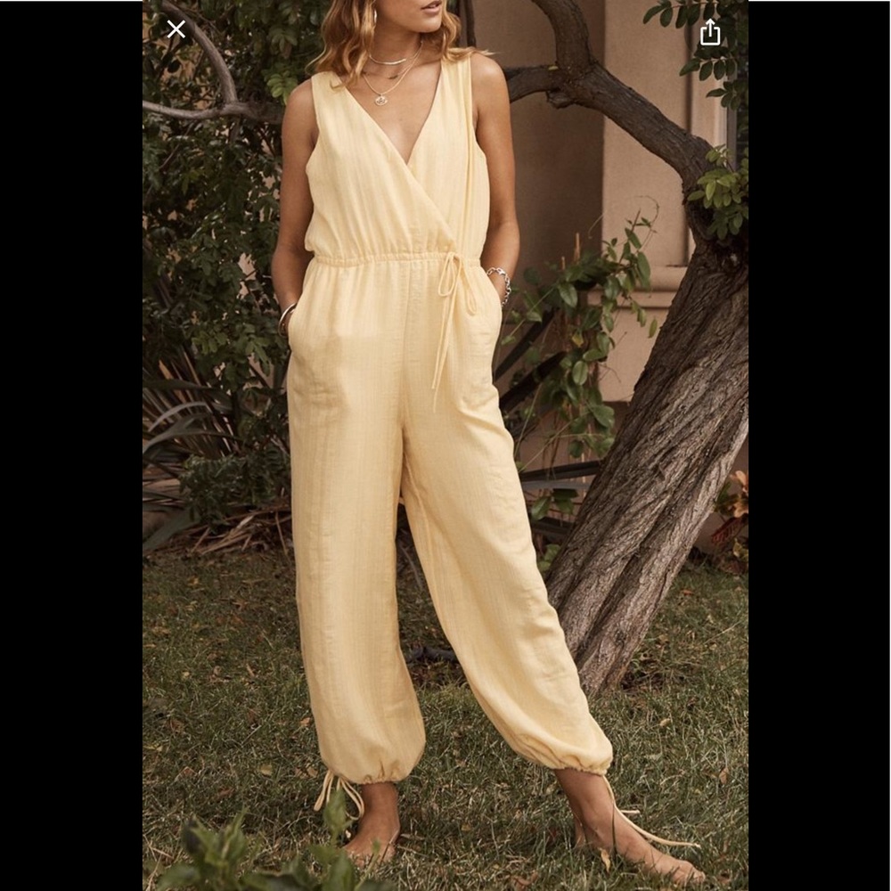 NWT Sage the label yellow Las Palmas jumpsuit